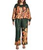 CIEBON Plus Size Peyton Floral Print Round Neck Long Sleeve Bubble Hem Coordinating Top - Image 3