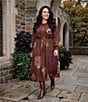 CIEBON Plus Size Rosamond Textured Floral Printed Collared Long Sleeve Midi Dress - Image 4