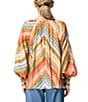 CIEBON Rileigh Chevron Stripe Print Round Neck Long Sleeve Blouse, Color:Tangerine Multi - Image 2