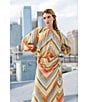 CIEBON Rileigh Chevron Stripe Print Round Neck Long Sleeve Blouse, Color:Tangerine Multi - Image 4