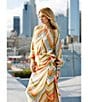 CIEBON Rileigh Chevron Stripe Print Round Neck Long Sleeve Blouse, Color:Tangerine Multi - Image 5