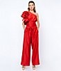 CIEBON Risa One Shoulder Mulit Tiered Ruffle Flutter Sleeve Coordinating Top, Color:Red - Image 4