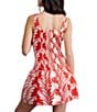 CIEBON Sade Printed High Square Neck Sleeveless Cotton Poplin Mini Dress, Color:Red - Image 2