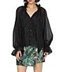 CIEBON Ziva Flutter Split V-Neck Long Sleeve Blouse Top - Image 1