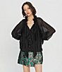 CIEBON Ziva Flutter Split V-Neck Long Sleeve Blouse Top - Image 4