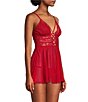 Color:True Red - Image 3 - Lace & Chiffon Strappy Babydoll
