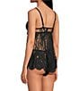 Cinema Etoile Molded Cup Eyelash Lace Cami and Short Set, Color:Black - Image 2
