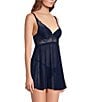 Color:Navy - Image 3 - Molded Cup Lace and Chiffon Babydoll