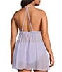 Color:Lilac - Image 2 - Plus Size Soft Cup Embroidered Chiffon Halter Babydoll Dress