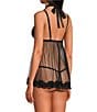 Cinema Etoile Soft Triangle Cup Lace and Tulle Babydoll, Color:Black - Image 2