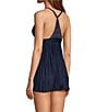 Color:Navy - Image 2 - Soft Triangle Cup Pleated Mesh Lace Babydoll With Panty