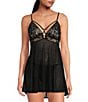 Color:Black - Image 1 - Soft Triangle Cup Strappy Babydoll with Panty