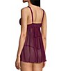 Color:Wine - Image 2 - Solid Chiffon & Lace Open Side Babydoll