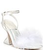 Color:Bright White - Image 1 - Brenna Ostrich Feather Ankle Strap Dress Sandals
