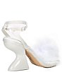 Color:Bright White - Image 2 - Brenna Ostrich Feather Ankle Strap Dress Sandals