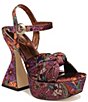 Color:Ginger Spice Multi - Image 1 - Audrea Floral Velvet Ankle Strap Platform Sandals