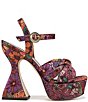 Color:Ginger Spice Multi - Image 2 - Audrea Floral Velvet Ankle Strap Platform Sandals