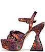 Color:Ginger Spice Multi - Image 5 - Audrea Floral Velvet Ankle Strap Platform Sandals