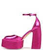Color:Pink Pink - Image 5 - Bailey Metallic Ankle Strap Rhinestone Platform Pumps