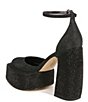 Color:Black - Image 4 - Bailey Shimmer Fabric Jewel Platform Ankle Strap Pumps