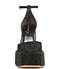 Color:Black - Image 6 - Bailey Shimmer Fabric Jewel Platform Ankle Strap Pumps