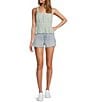 Color:Psychelic - Image 5 - Circus NY by Sam Edelman High Rise Floral Cut-Out Frayed Hem Denim Shorts
