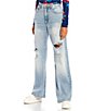 Color:In The Stars - Image 1 - High Rise Slouchy Distressed Straight Jeans