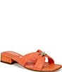 Color:Aura Orange - Image 1 - Circus NY by Sam Edelman Joella Weave Raffia Double C Ornament Slide Sandals