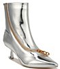 Color:Soft Silver - Image 1 - Sia Patent Zipper Detail Pointed Toe Booties