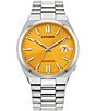 Color:Silver - Image 1 - Men's Automatic Stainless Steel Yellow Dial Watch