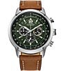 Color:Brown - Image 1 - Men's Avion Chronograph Brown Leather Strap Watch