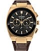 Color:Brown - Image 1 - Men's Axiom Chronograph Brown Leather Strap Watch