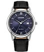 Citizen Men's Classic Three Hand Black Leather Strap Watch - Image 1