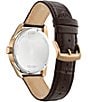 Color:Brown - Image 3 - Men's Classic Three Hand Brown Leather Strap Rose Gold Watch