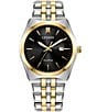 Color:Two Tone - Image 1 - Men's Corso Three Hand Two Tone Stainless Steel Black Dial Bracelet Watch