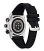 Color:Black - Image 2 - Men's CZ Hybrid Smart Black and Silver Silicone Strap Watch