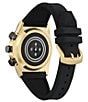Color:Black - Image 2 - Men's CZ Hybrid Smart Black and Gold Silicone Strap Watch