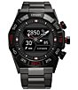 Color:Black - Image 1 - Men's CZ Hybrid Smart Gray Stainless Steel Bracelet Watch