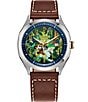Color:Brown - Image 1 - Men's Disney© Citizen Mickey Mouse Explorer Three Hand Brown Leather Strap Watch