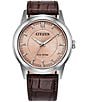 Citizen Men's Eco Drive Three Hand Leather Strap Watch - Image 1