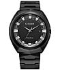 Color:Black - Image 1 - Men's Eco-Drive Water Resistance Black 100 Stainless Steel Bracelet Watch