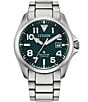 Color:Silver - Image 1 - Men's Green Dial Eco-Drive Water Resistance 200 Titanium Bracelet Watch