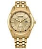 Color:Gold - Image 1 - Men's Peyten 41mm Three Hand Gold Stainless Steel Bracelet Watch