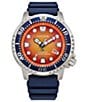 Color:Blue - Image 1 - Men's Promaster Dive Three Hand Orange Dial & Blue Strap Watch