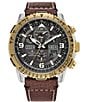 Color:Brown - Image 1 - Men's Promaster Skyhawk A-T Chronograph Brown Leather Strap Watch