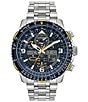 Color:Silver - Image 1 - Men's Promaster Skyhawk A-T Chronograph Stainless Steel Blue Dial Bracelet Watch