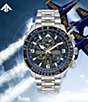 Color:Silver - Image 4 - Men's Promaster Skyhawk A-T Chronograph Stainless Steel Blue Dial Bracelet Watch