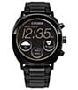 Color:Black - Image 1 - Unisex CZ Smart Black Tone Stainless Steel Bracelet Watch