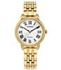 Color:Gold - Image 1 - Women's Classic Coin Edge Three Hand Gold Stainless Steel Bracelet Watch
