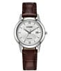 Color:Brown - Image 1 - Women's Classic Three Hand Brown Leather Strap Watch